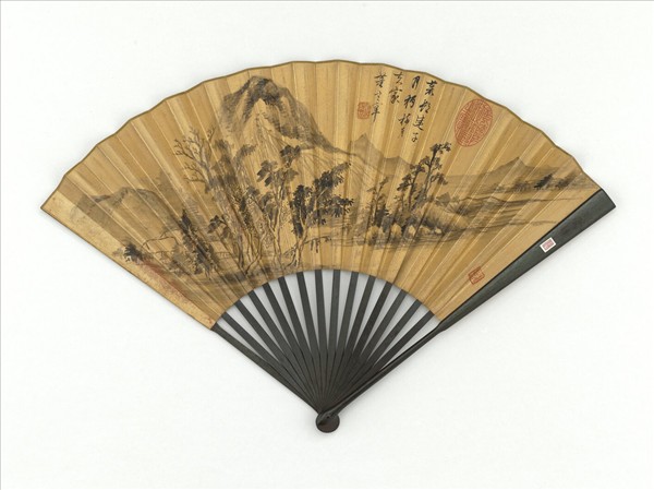 明董其昌畫平林遠岫　成扇