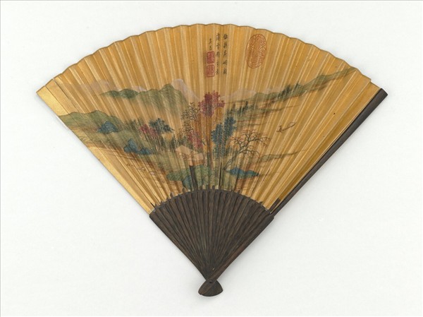 明董其昌畫峒關蒲雪　成扇