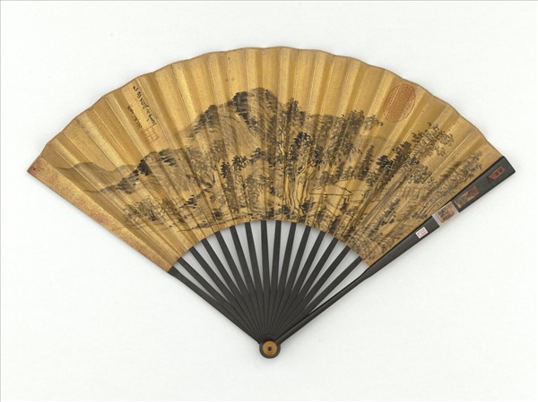 明李流芳畫平岡茆屋　成扇