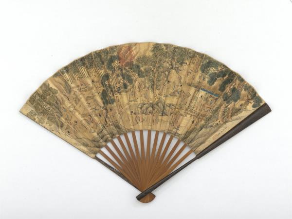 明李世光畫西園雅集　成扇