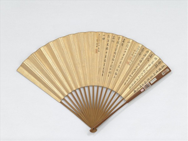 明王維烈畫梅花山鳥杜大綬書五言律葛應典書五言律　成扇　杜大綬書五言律葛應典書五言律