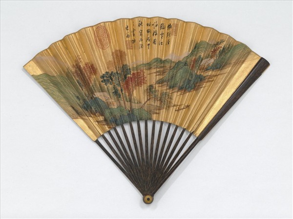 明董其昌畫雪江歸棹並自書七言絕句　成扇