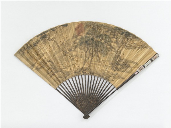 明陳元素畫蘭亭圖並自書蘭亭序　成扇　陳元素畫蘭亭圖