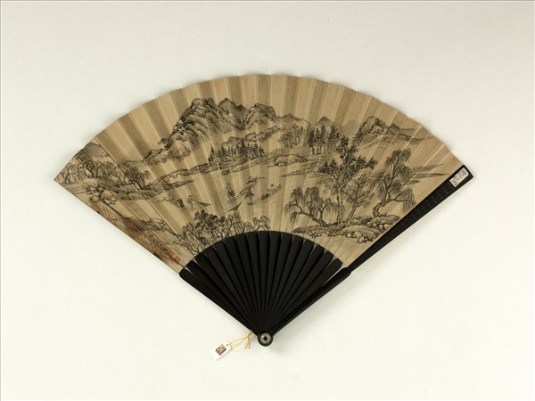 清永琰書乾隆御題方琮山水八幀福長安畫山水　成扇