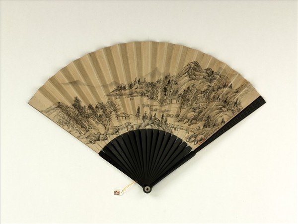 清永琰書乾隆御製題畫詩五首福長安畫山水　成扇　永琰書乾隆御製題畫詩五首