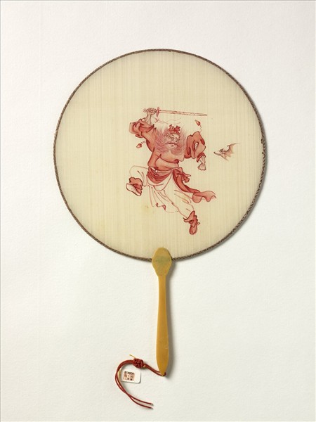 清人朱筆鍾馗　成扇