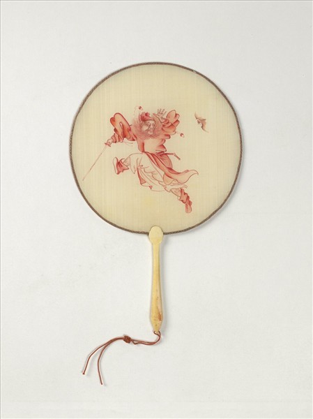 清人朱筆鍾馗　成扇