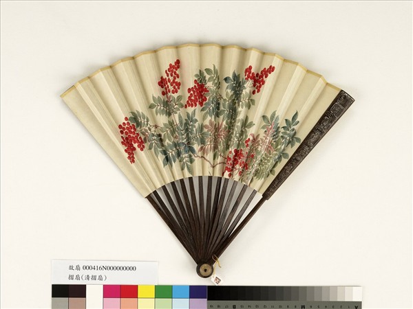 清人花卉　成扇