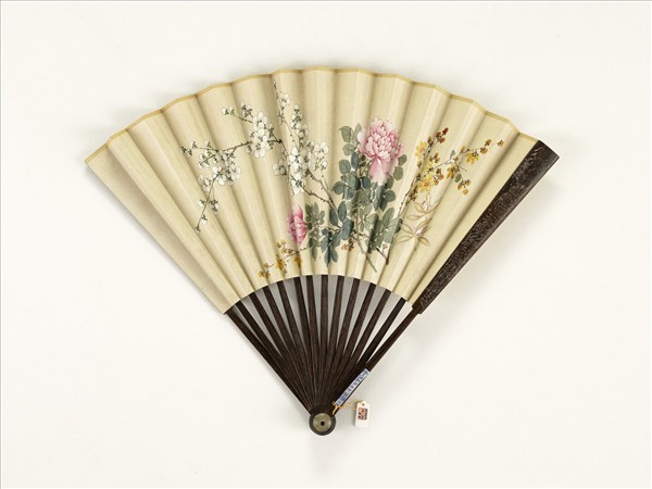 清人花卉　成扇