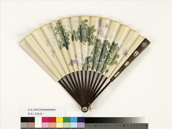 清人花卉　成扇