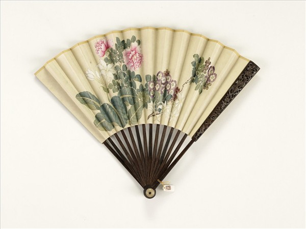 清人花卉　成扇
