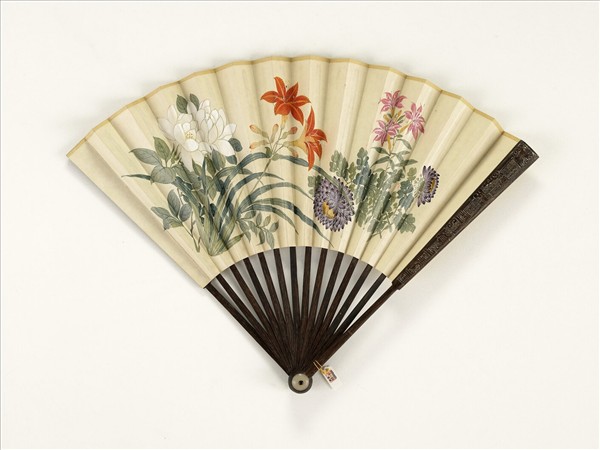 清人花卉　成扇