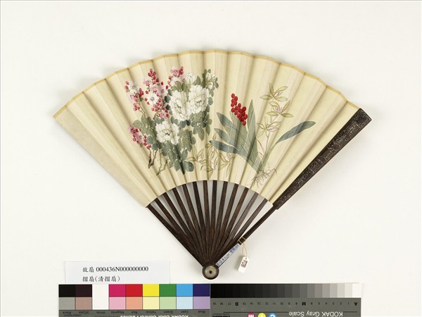清人花卉　成扇