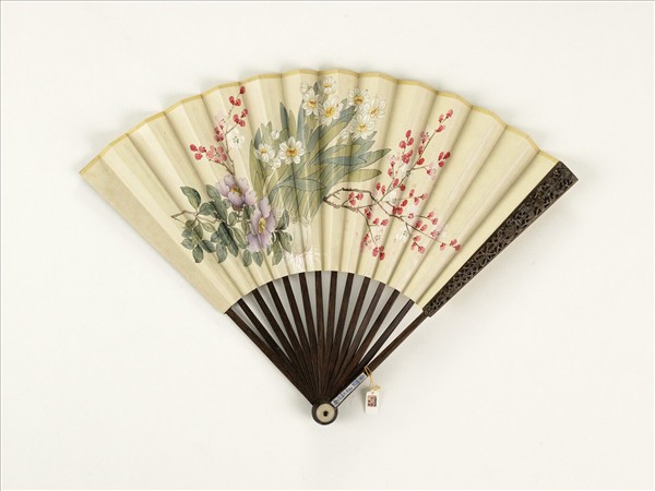 清人花卉　成扇