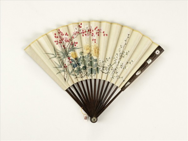 清人花卉　成扇