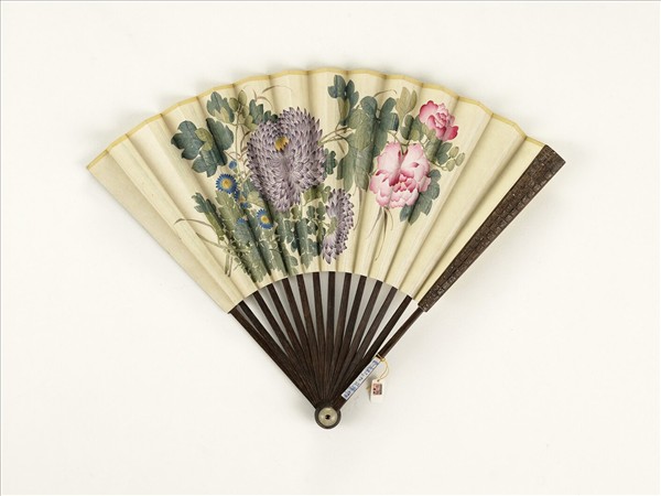 清人花卉　成扇