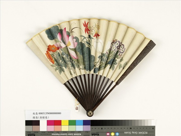 清人花卉　成扇