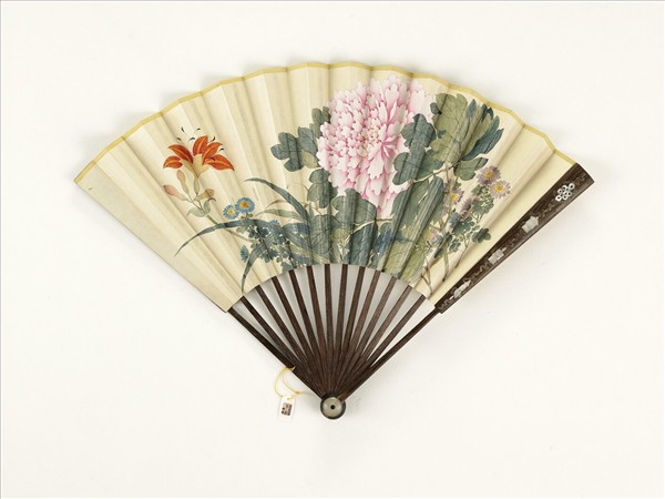 清人花卉　成扇