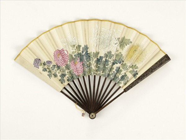 清人花卉　成扇