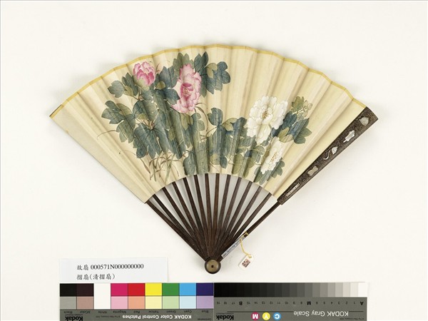 清人花卉　成扇