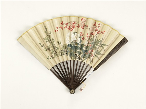 清人花卉　成扇