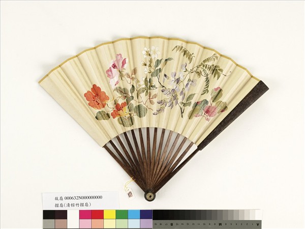 清人花卉　成扇