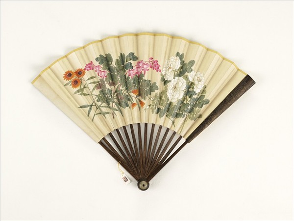 清人花卉　成扇
