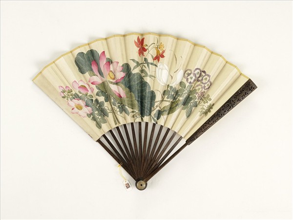 清人花卉　成扇