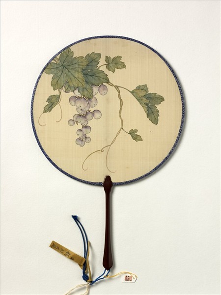 清人畫葡萄　成扇