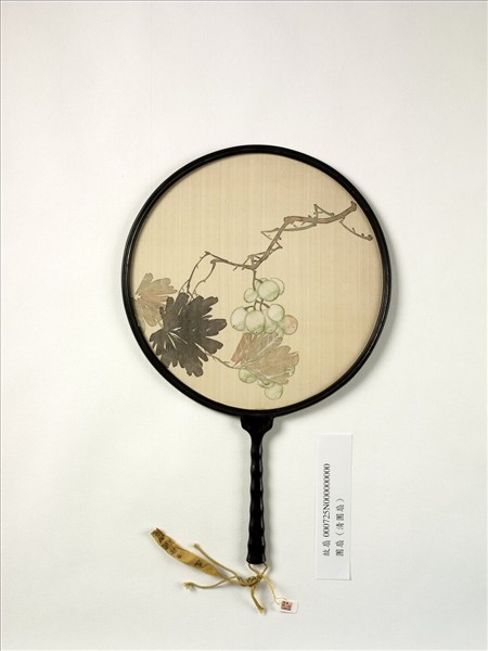 清人畫葡萄　成扇