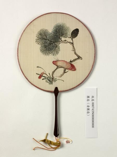 清人畫松芝　成扇