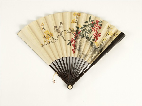 清人花鳥　成扇