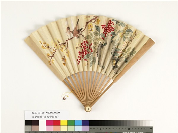 清人花鳥　成扇