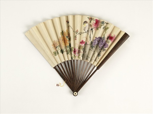 清人花鳥　成扇