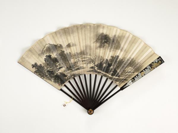 清乾隆御筆臨米芾帖金廷標畫山水　成扇