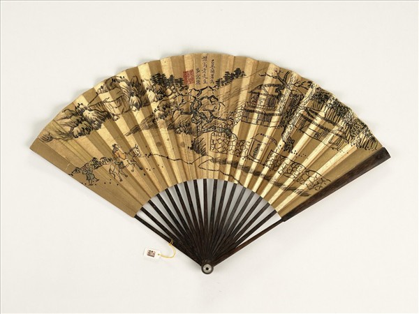 清乾隆御臨蘇軾帖明季寓庸山水　成扇　明季寓庸山水