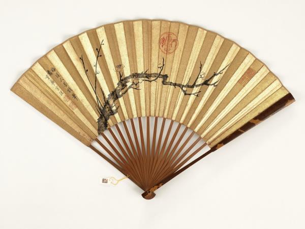 明文震孟書立秋漫詠清乾隆御筆梅花　成扇　文震孟書立秋漫詠