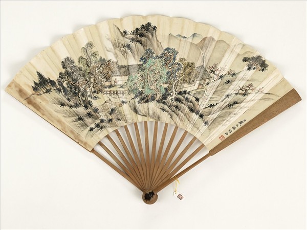 清戴天瑞山水　成扇