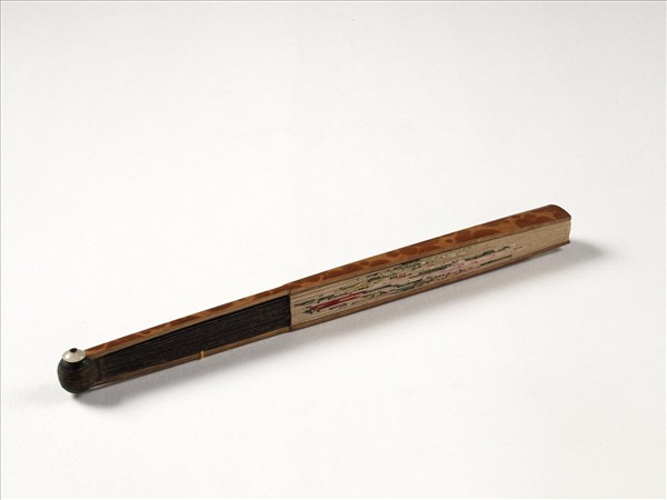 清永琰書乾隆御製詩碧桃等八首汪承霈畫花卉　成扇