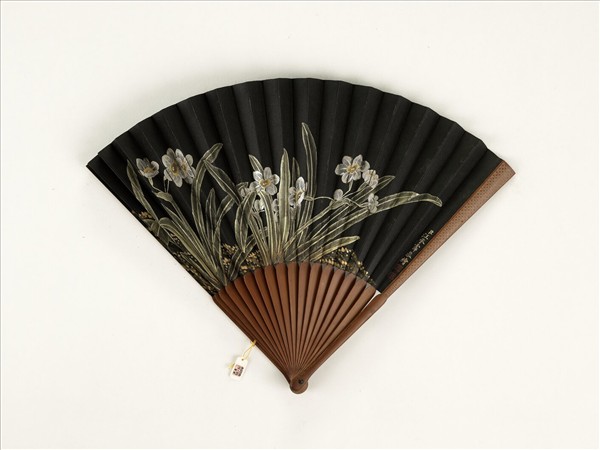 清永琰書乾隆御製樂壽堂汪承霈畫花卉　成扇