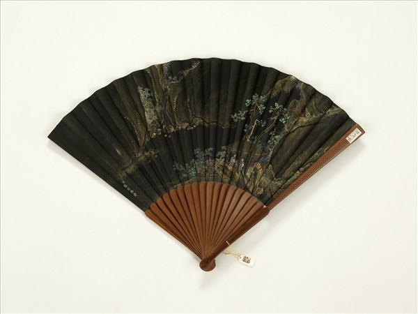 清永琰書乾隆御製得閒室詩黎明畫山水　成扇　