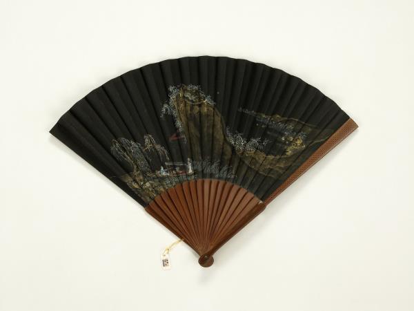 清永琰書乾隆御製新正養性殿詩黎明畫山水　成扇　永琰書乾隆御製新正養性殿詩