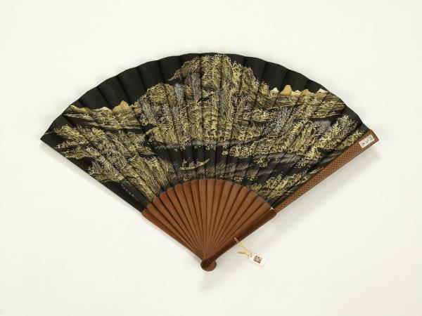 清永琰書御製新正樂壽堂得句弘旿畫山水人物　成扇　弘旿畫山水人物