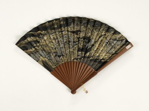 清永琰書乾隆御製新正樂壽堂弘旿畫山水　成扇　弘旿畫山水