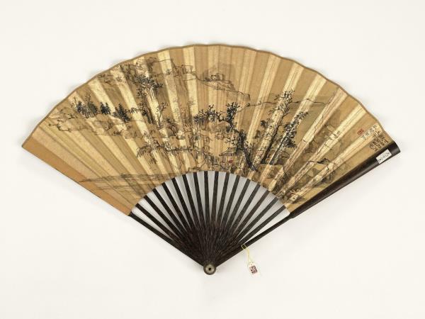 清乾隆御筆題畫詩明邵彌山水　成扇　乾隆御筆題畫詩