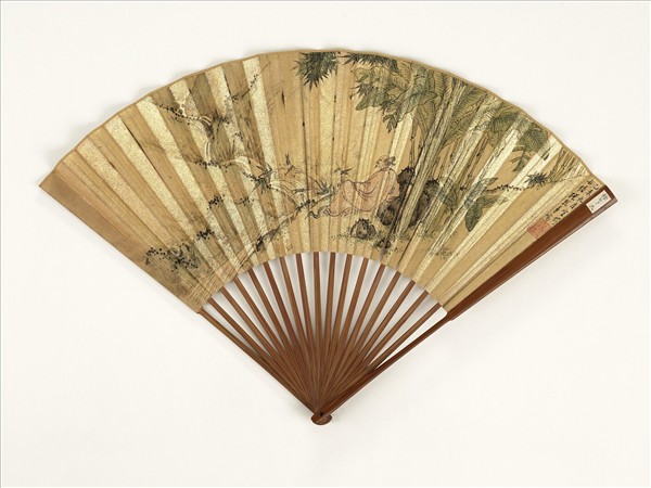 清永琰書乾隆御製安瀾園十詠明張龍章高士觀流　成扇　清永琰書乾隆御製安瀾園十詠