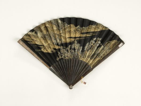 清劉綸題唐寅嵩山十景弘旿畫山水　成扇　劉綸題唐寅嵩山十景