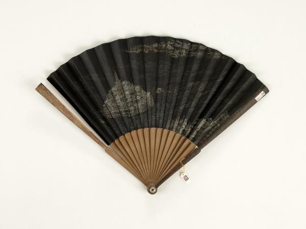 清于敏中書乾隆御製試中冷泉方琮畫山水　成扇