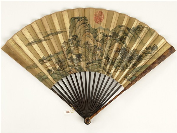 清人山水　成扇