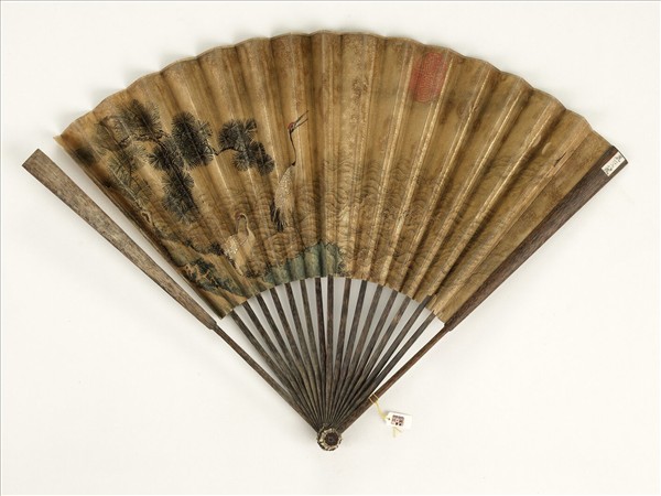 清人松鶴波濤　成扇